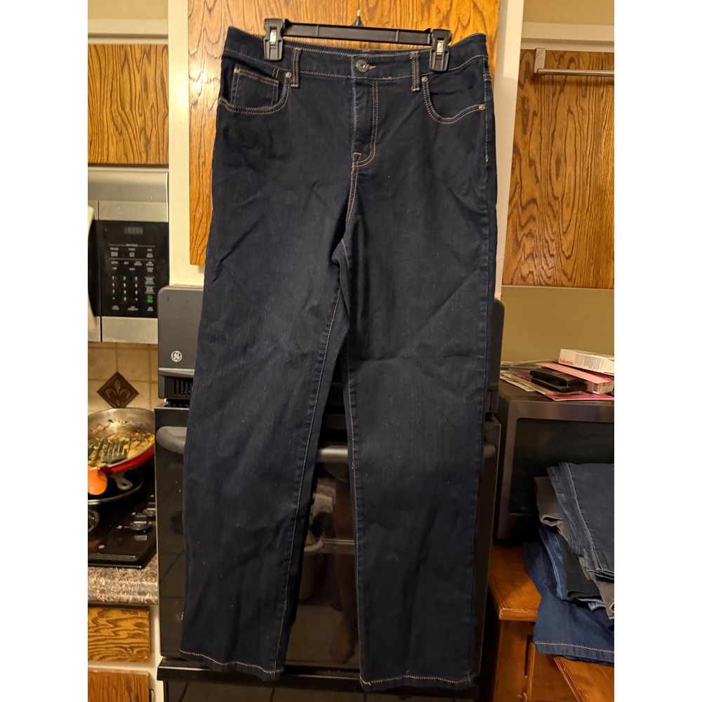 Bandolino Mandie Straight Leg Jeans Womens 12 Dark Indigo Blue Denim High Rise